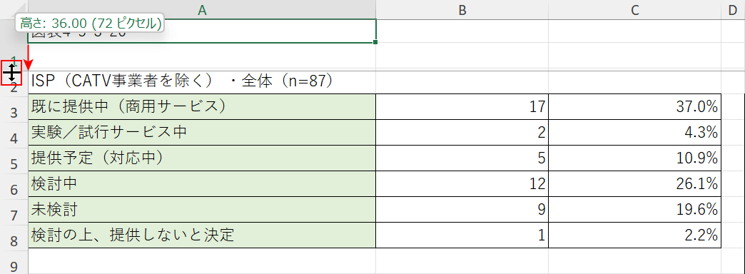 行を広げる