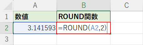 ROUND関数を入力する