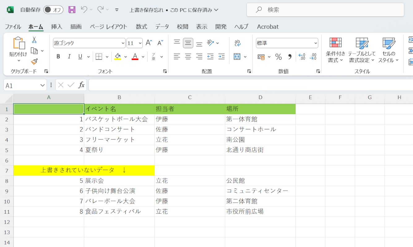 上書き保存できた