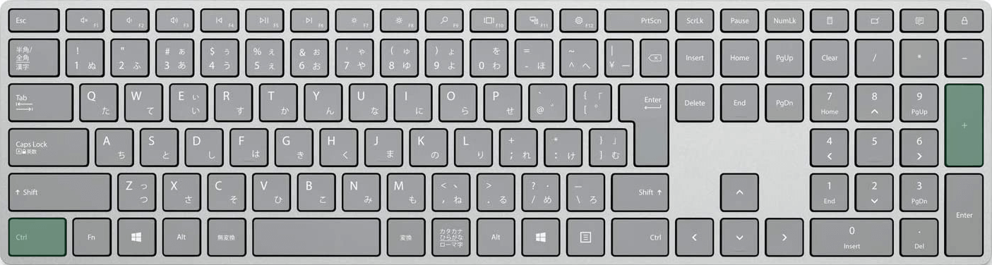 テンキー付きキーボードを使用している場合