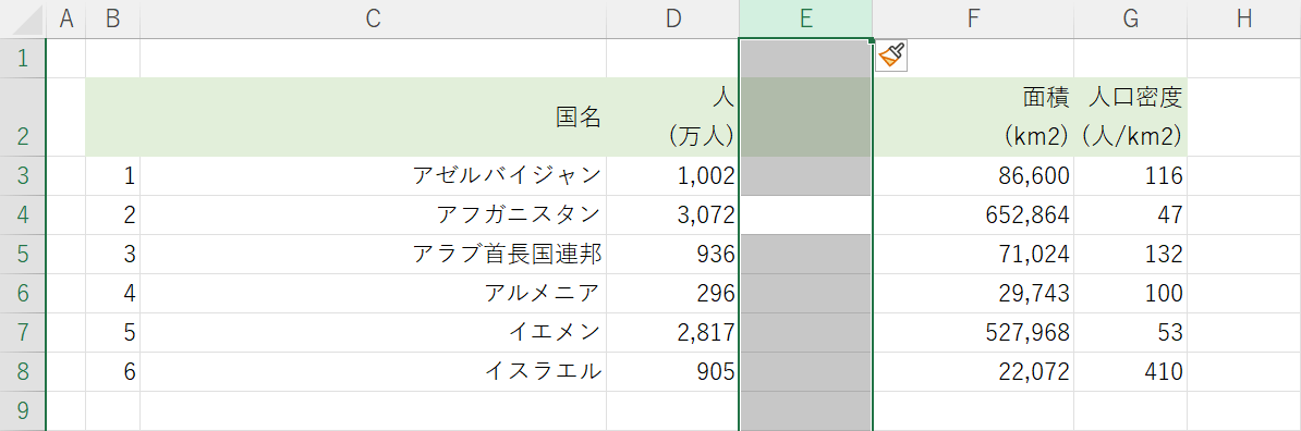 列を挿入できた