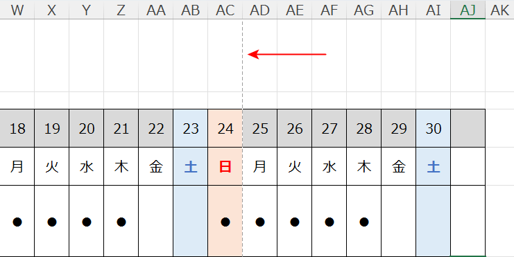 改ページの点線が表示された