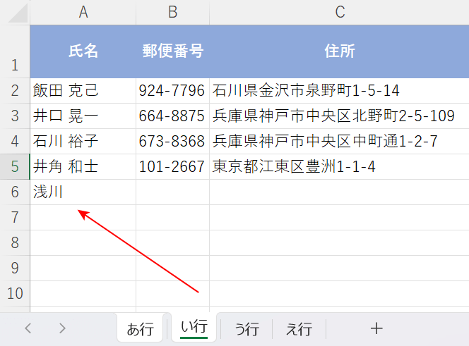 別のシートにも追加されてしまう