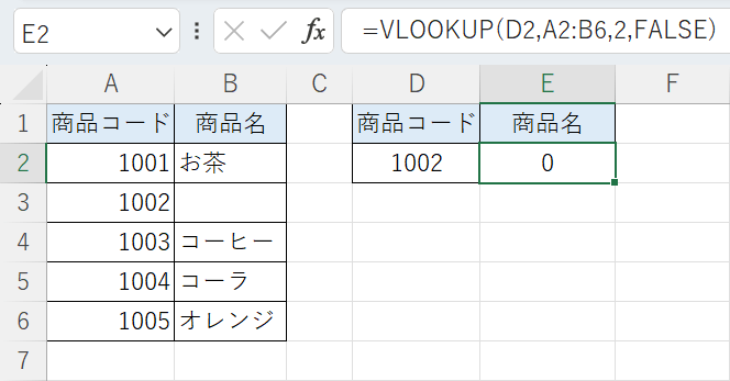 紐づく値がないと0が返される