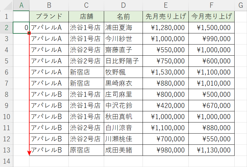 オートフィルする