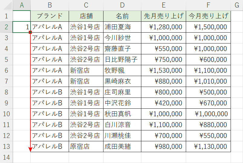 オートフィルする