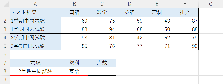 検索値を入力する