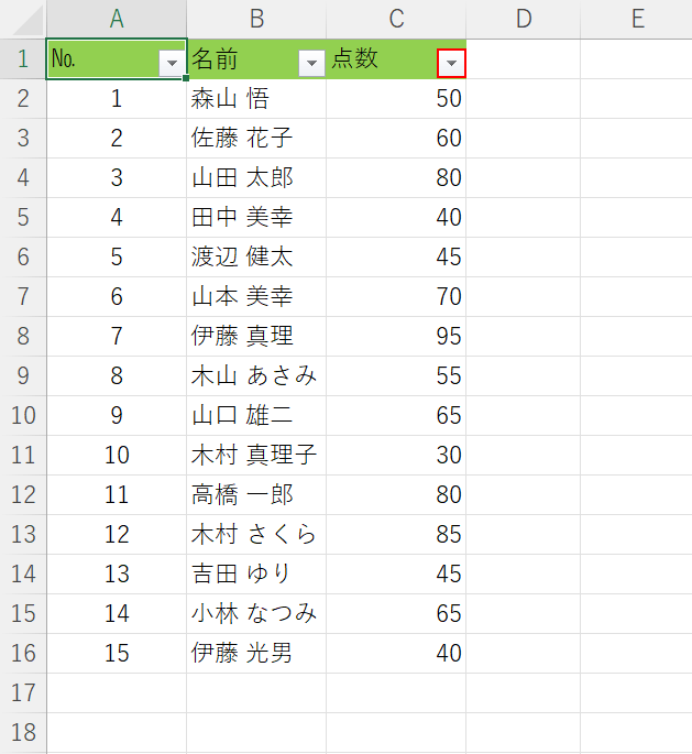 フィルターボタンを押す