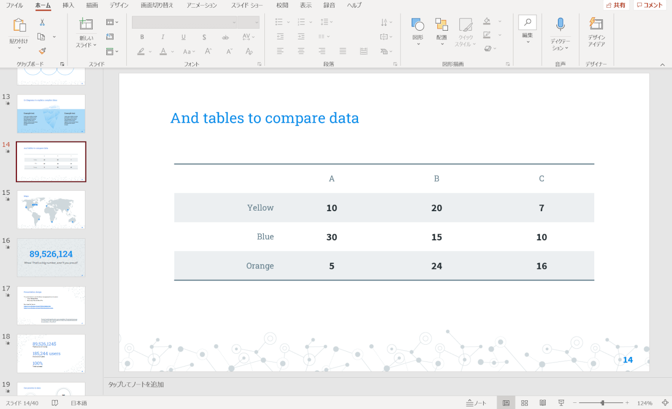 表をおしゃれに作成する