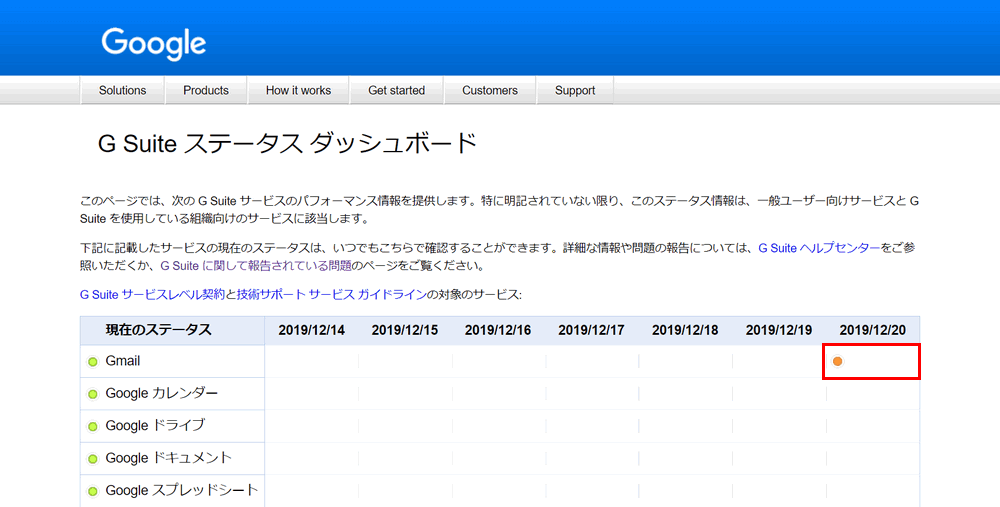 サービスの停止や障害の詳細を確認する