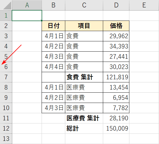 グループ化の解除