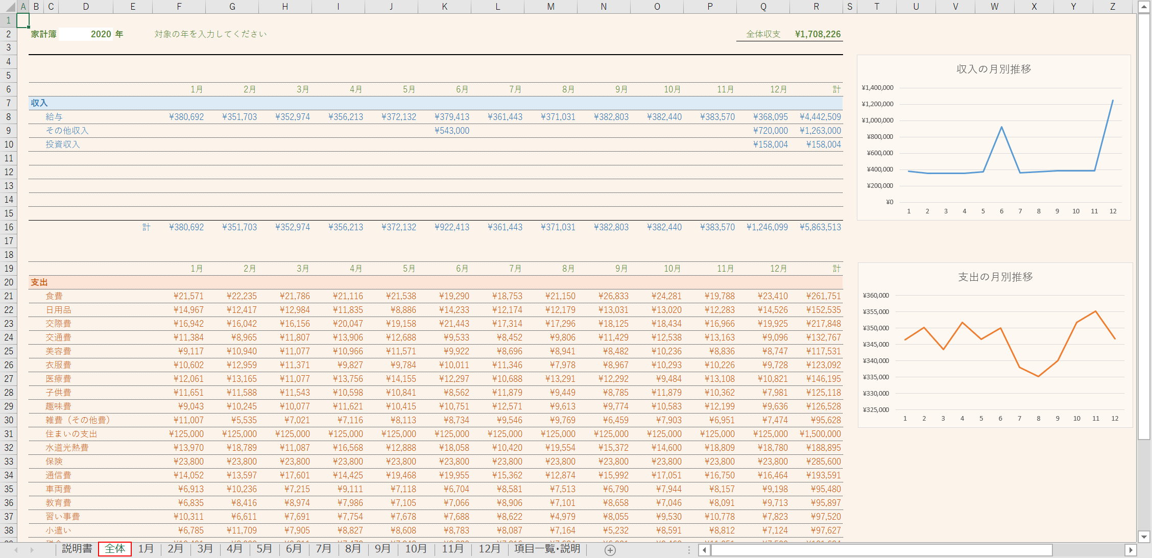 エクセル家計簿の作り方 テンプレート年版有り Office Hack