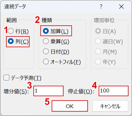 連続データを作成する