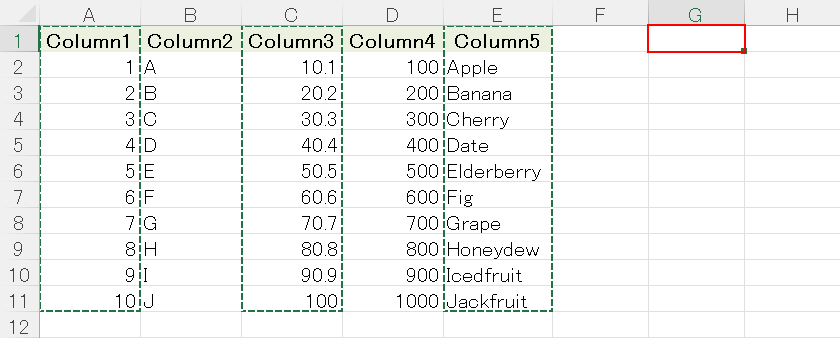 セルを選択する