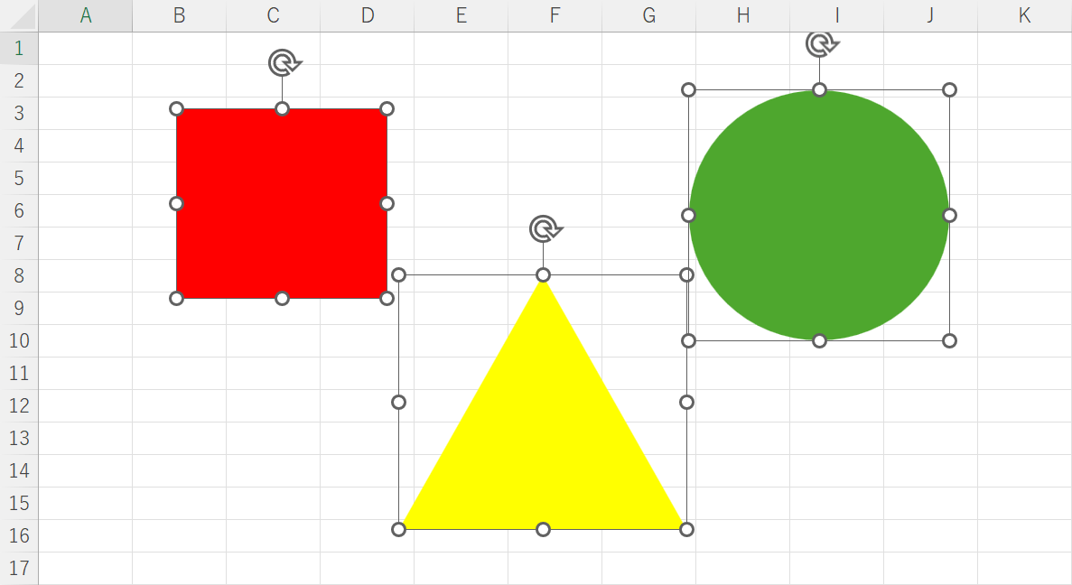 図形を範囲選択できた