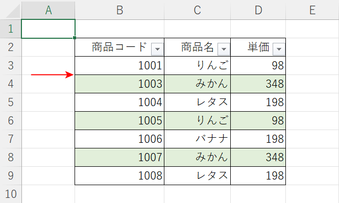 1行おきに色を付ける