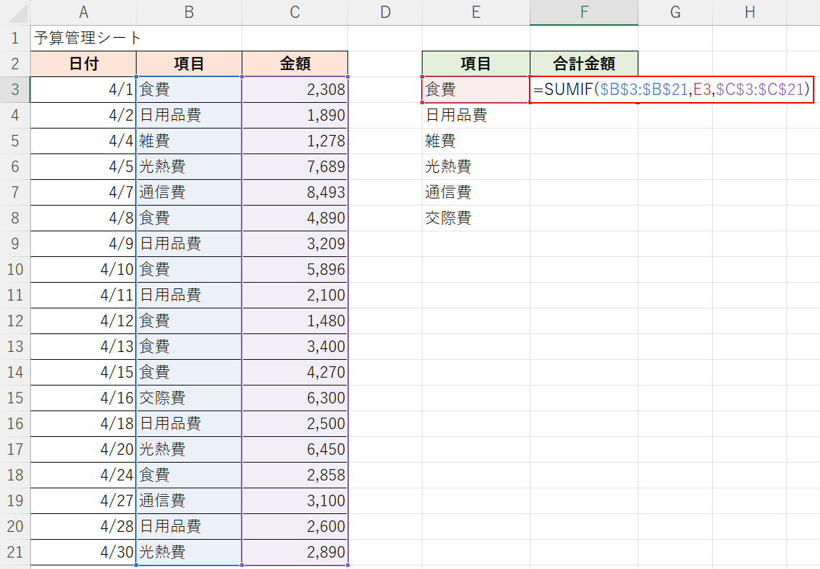 関数を入力する