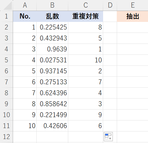 抽出する準備ができた