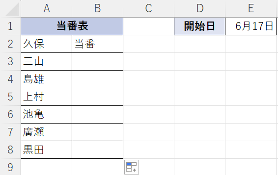 当番を表示させることができた