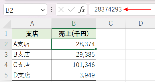 千円単位に表示を短縮できた