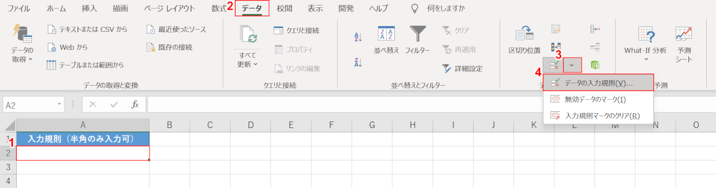 データの入力規則を選択する