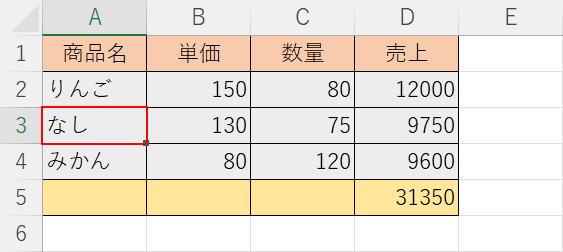 下に行を挿入したいセルを選択する