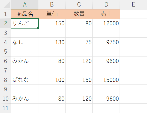 1行おきに行を挿入する