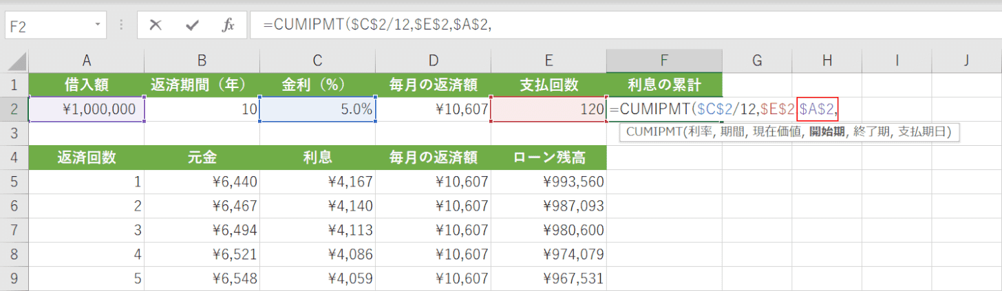 借入額の指定