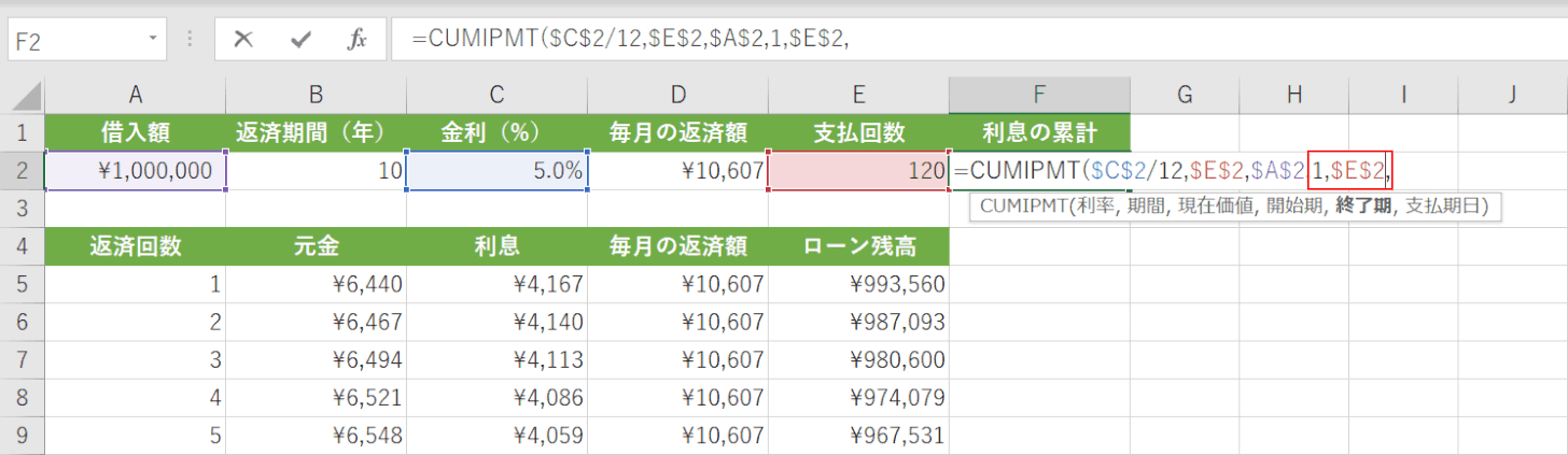 開始と終了期を指定
