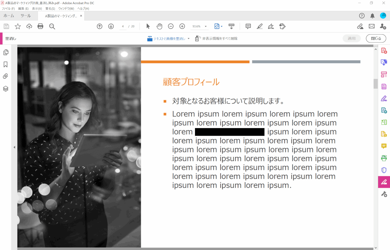 painted-black Adobe Acrobat Pro DC 黒塗り完了