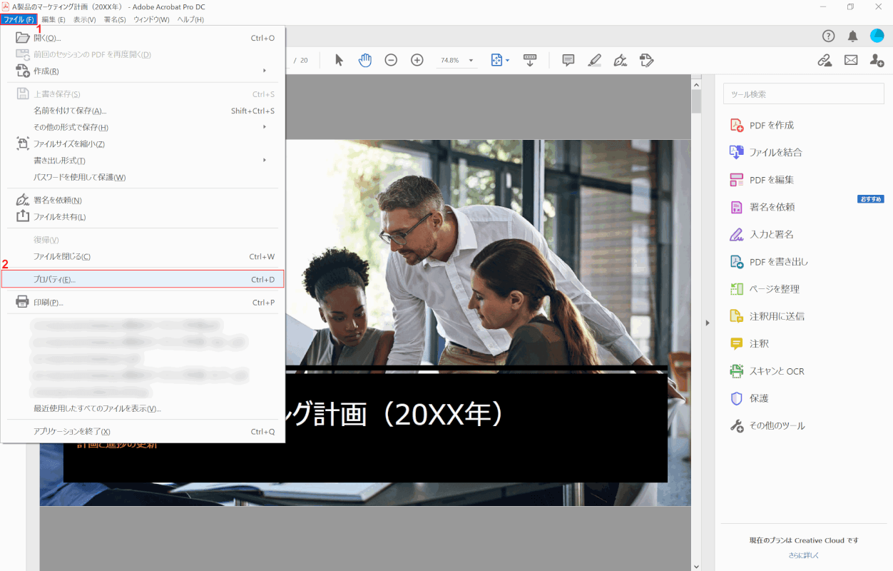pdf-save 見開き Adobe Acrobat Pro プロパティ