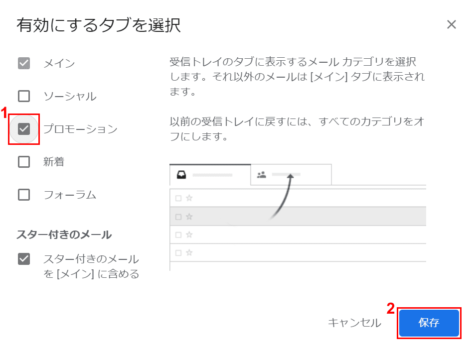 プロモーションにチェック