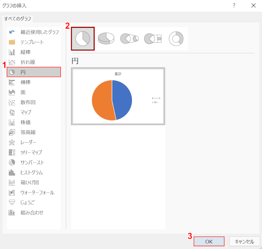 円グラフを選択する