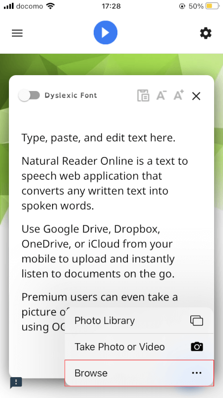 read-aloud iPhone Browse