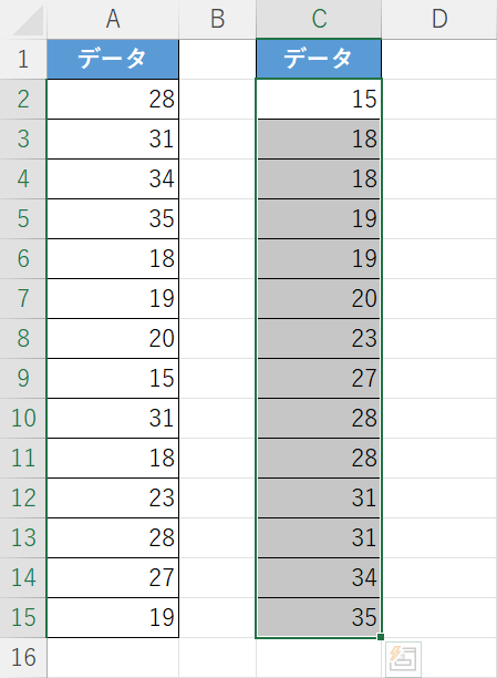 小さい順に並べ替えられる