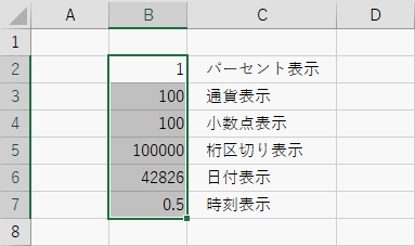 標準の表示形式に変更