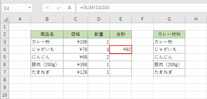 関数の計算結果