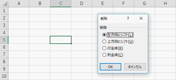 削除ダイアログボックスの表示