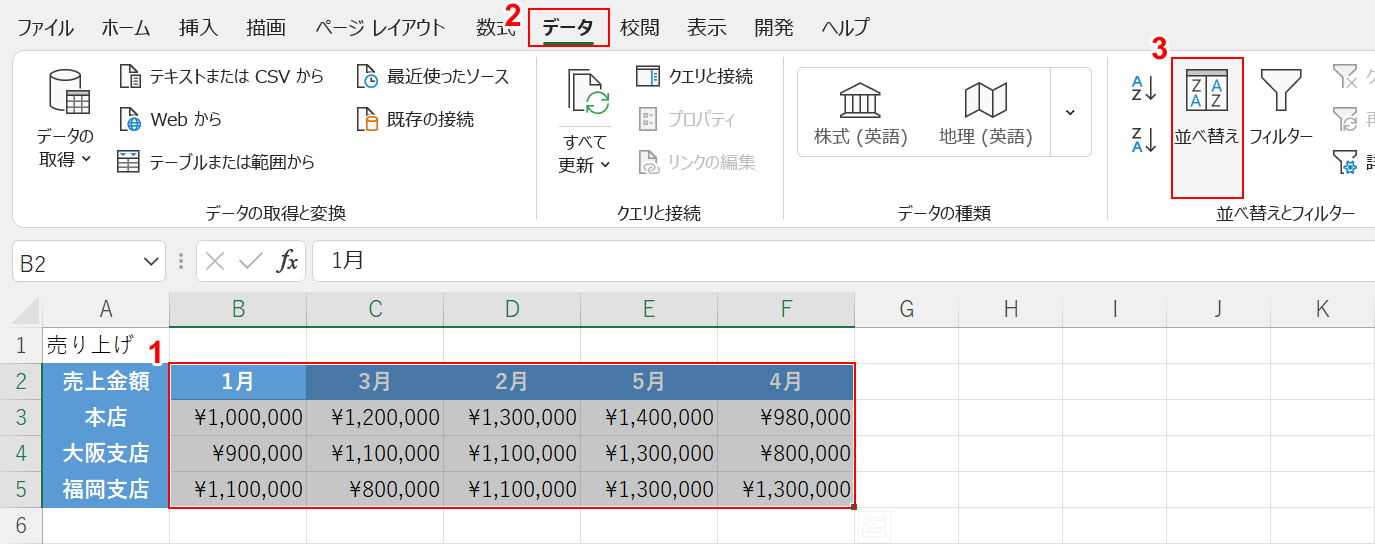 並べ替えを選択する