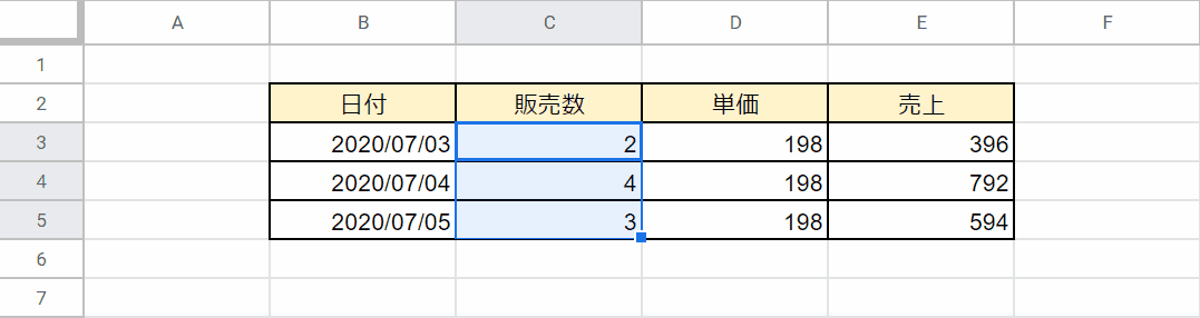 他のセルへ反映