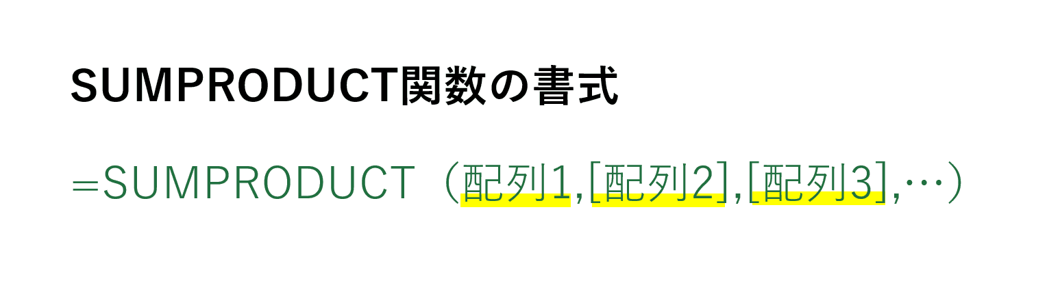 SUMPRODUCT関数の書式