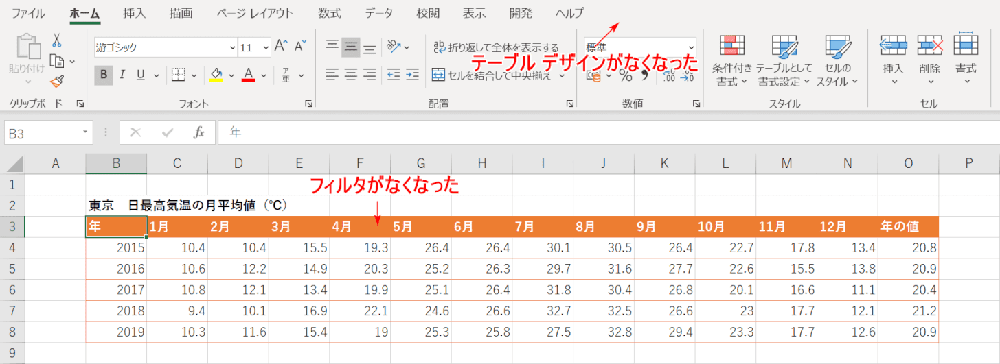 エクセルのテーブルを解除する方法｜Office Hack