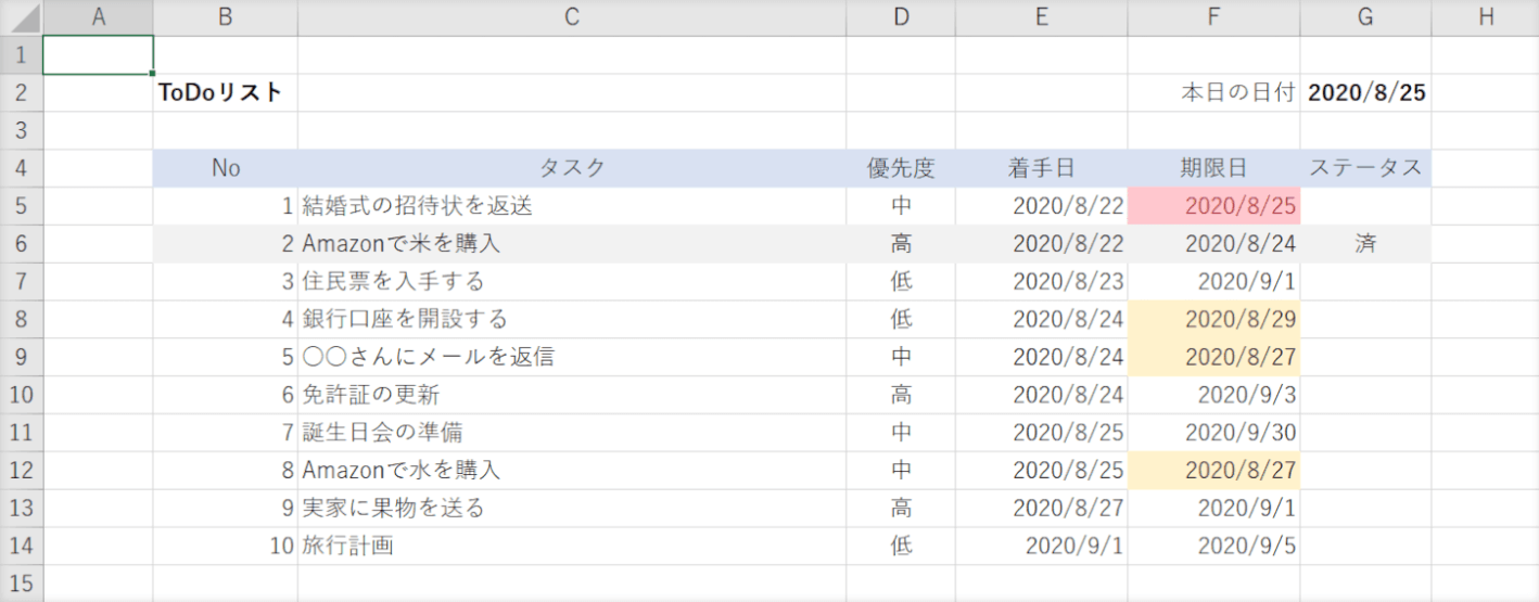 エクセルで作ったタスク管理表の無料テンプレート Office Hack