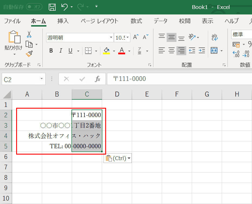 テキスト貼り付け