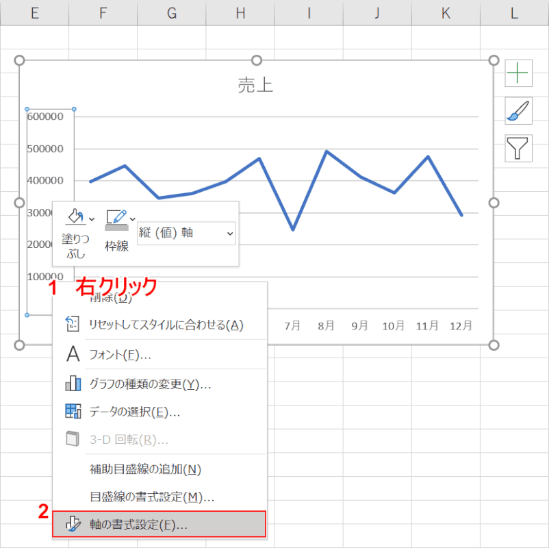 軸の書式設定