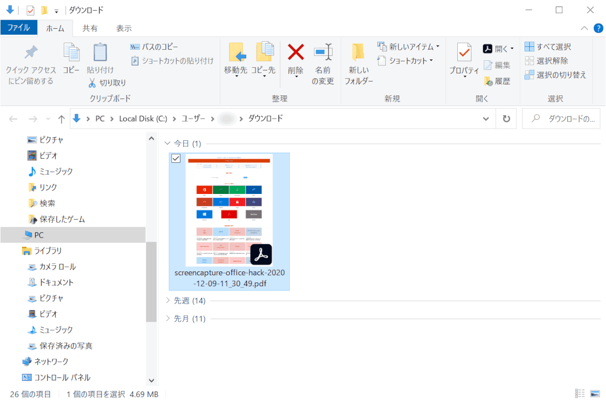 web-page 拡張機能 PDF化完了