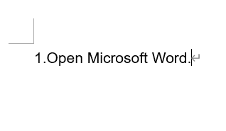 1.に続けてOpen Microsoft Word.を入力