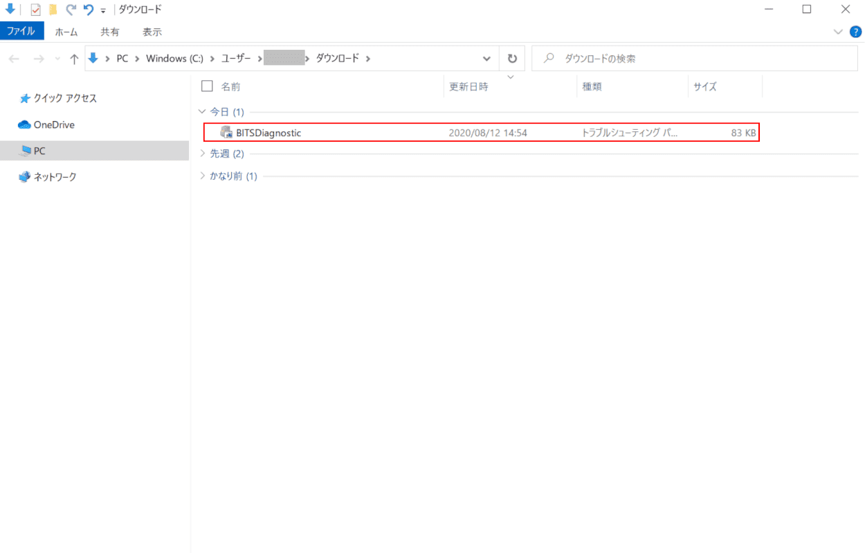 BITSトラブルシューティングツール、BITSDiagnosticの起動