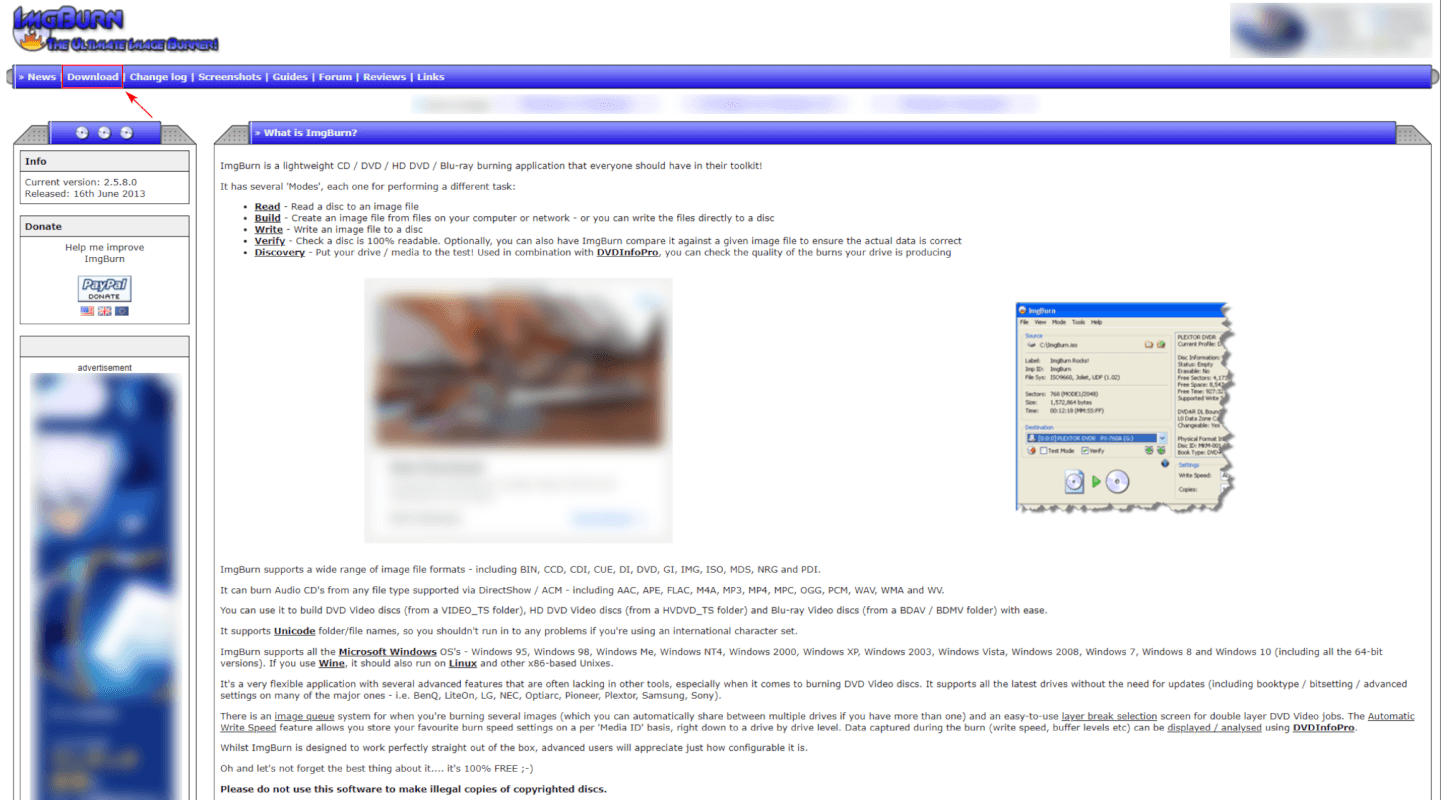 ImgBurnをダウンロードする