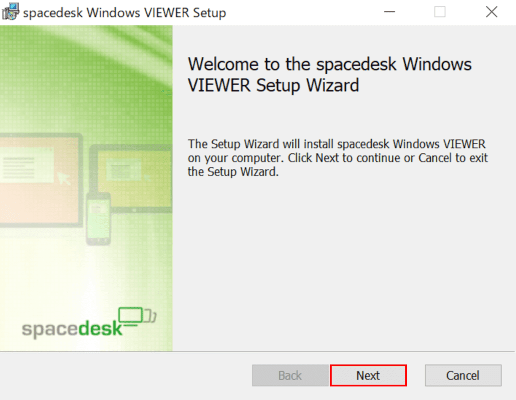 spacedeskWindowsVIEWERのセットアップ開始
